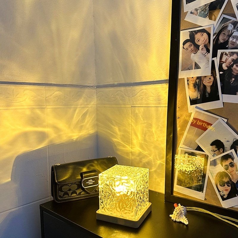 LED Water Ripple Ambient Night Light USB Rotating Projection Crystal Table Lamp RGB Dimmable Home Decoration 16 Color Gifts - Image 9