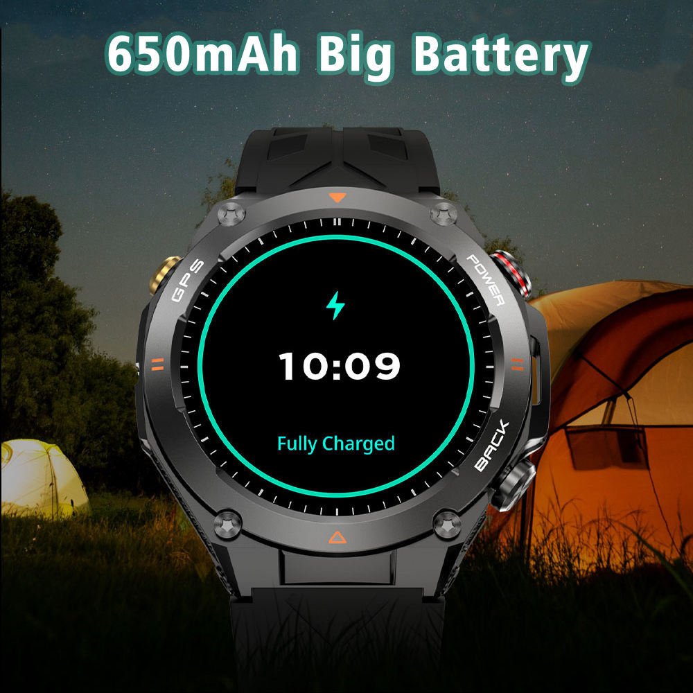 SENBONO GPS Smart Watch Men 1.45” HD Screen Built-In GPS Altimeter Barometer Compass AI Voice Compatible With Android & IPhone