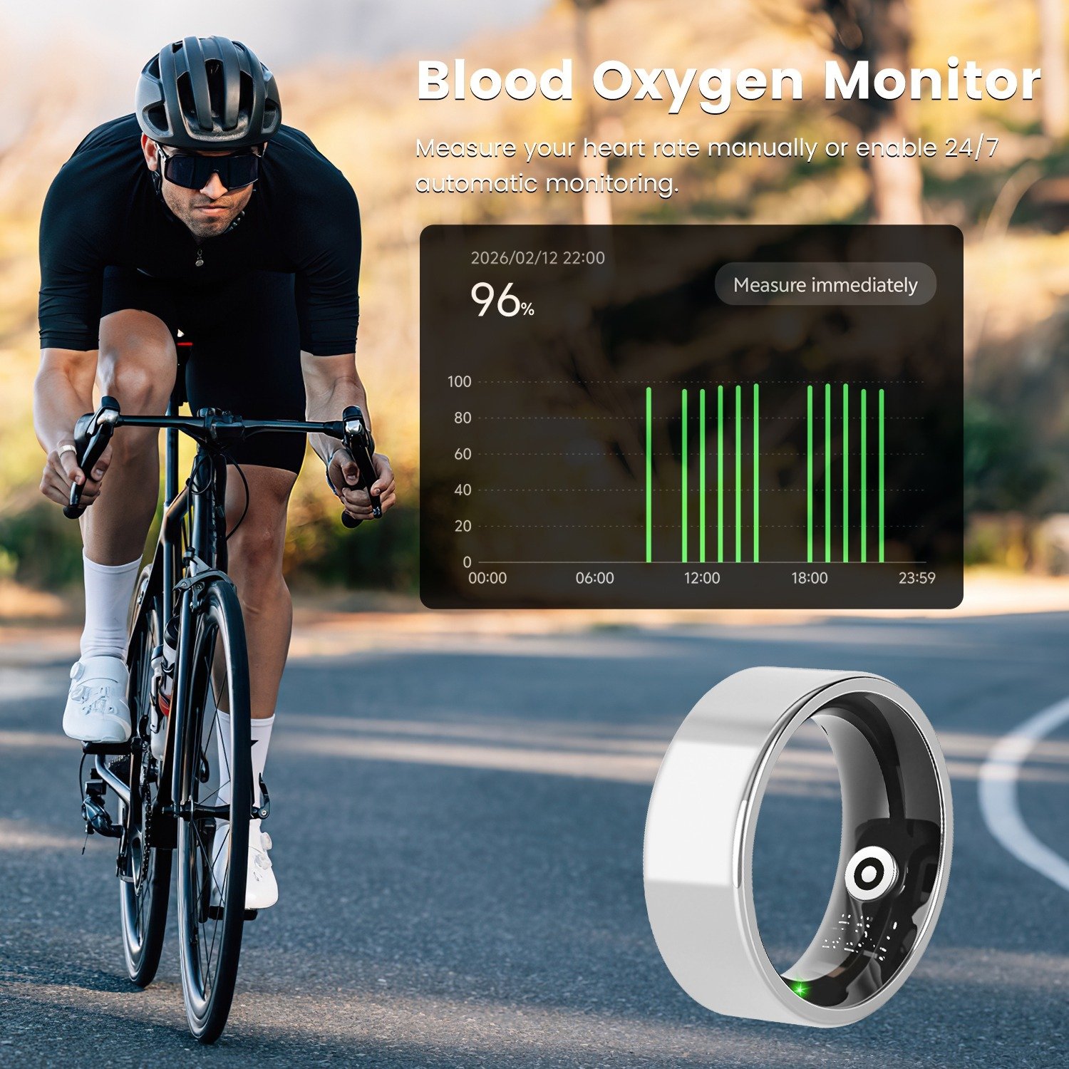 Smart Ring Health Tracker Fitness Sleep Stress HRV Tracker With Charging Case Magnetic Charging Cable For Women & Men Compatible With IOS & Android 7-Day Battery Life Size7 Size8 Size9 Size10 - Image 8