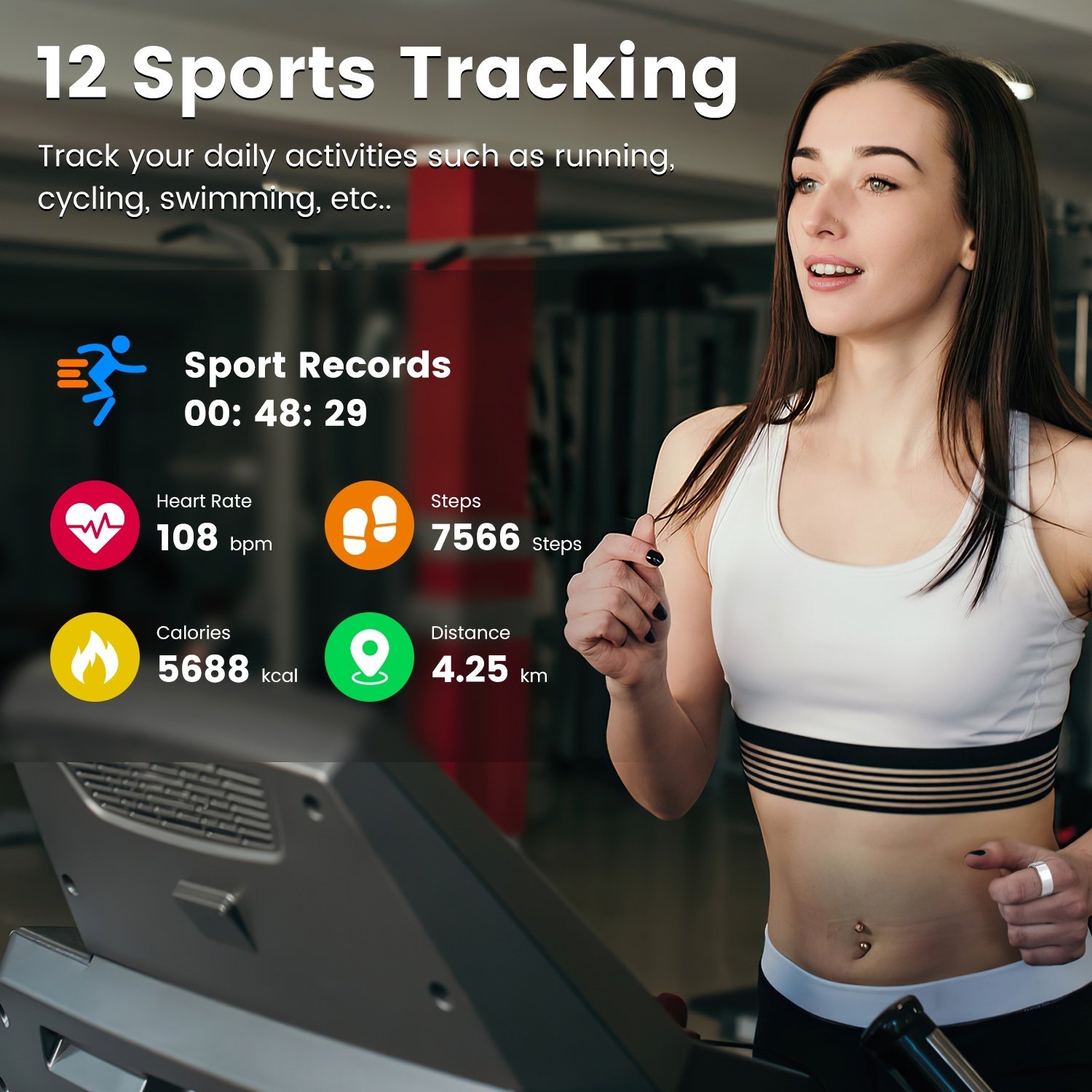 Smart Ring Health Tracker Fitness Sleep Stress HRV Tracker With Charging Case Magnetic Charging Cable For Women & Men Compatible With IOS & Android 7-Day Battery Life Size7 Size8 Size9 Size10 - Image 4