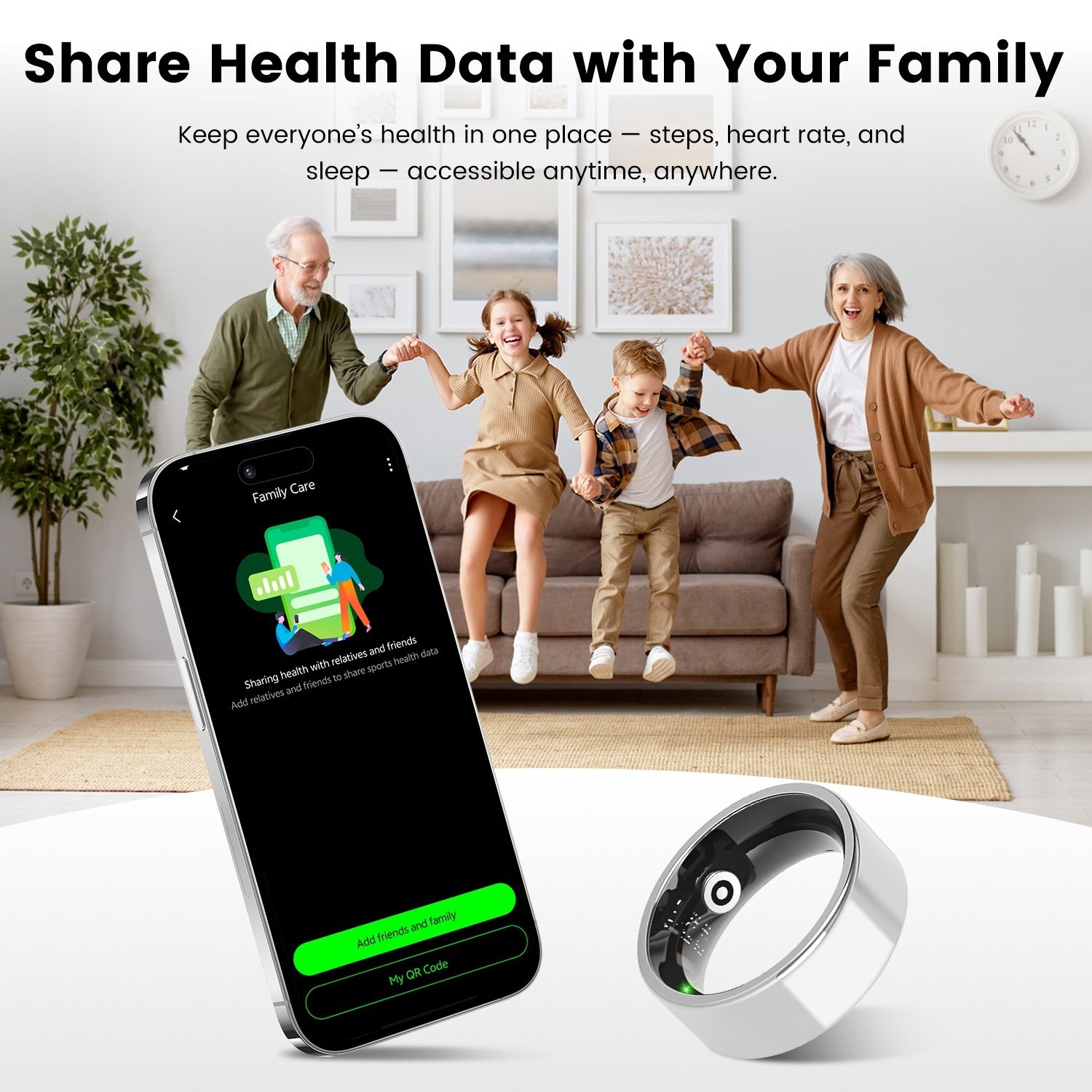 Smart Ring Health Tracker Fitness Sleep Stress HRV Tracker With Charging Case Magnetic Charging Cable For Women & Men Compatible With IOS & Android 7-Day Battery Life Size7 Size8 Size9 Size10 - Image 3