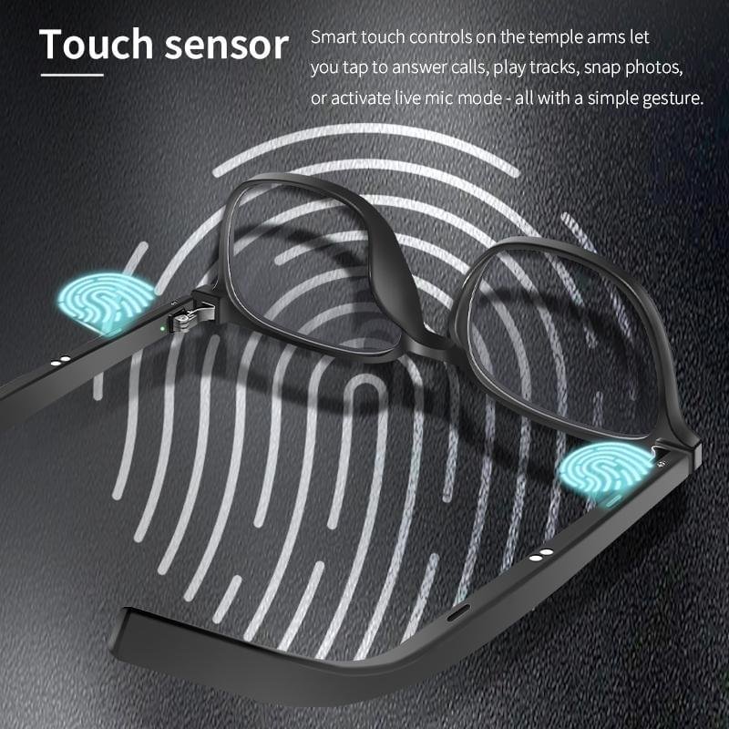 Smart AI Bluetooth Glasses With Magnetic Interchangeable Lenses- UV&Blue Light&Night Vision, Open Ear Speakers, Touch Control, 8H Battery - Image 5
